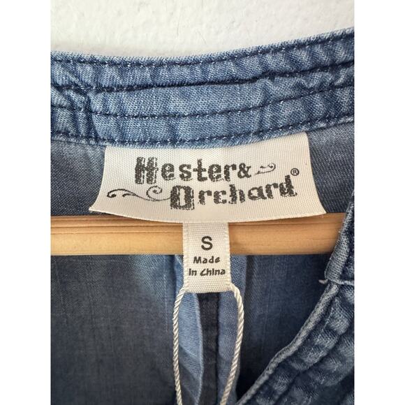 Hester & Orchard Blue Tencel Denim Chambray Button Up Shirt Women’s Size Small - Picture 7 of 8